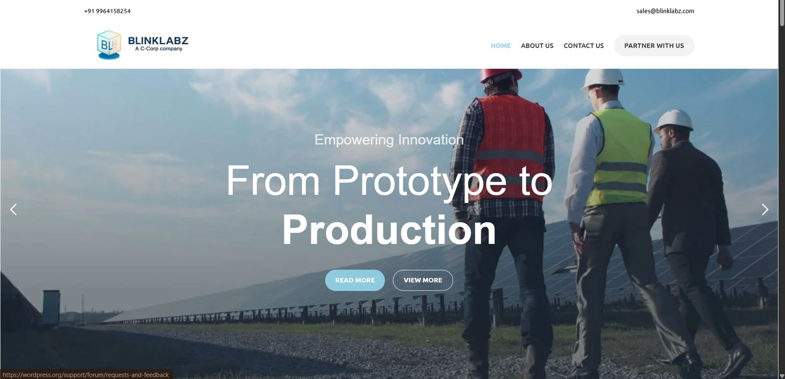 Blinklabz technology company website screenshot, web design by Shivam Kumar