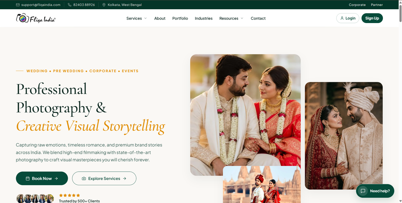 Fliqa India business website screenshot, web design by Shivam Kumar