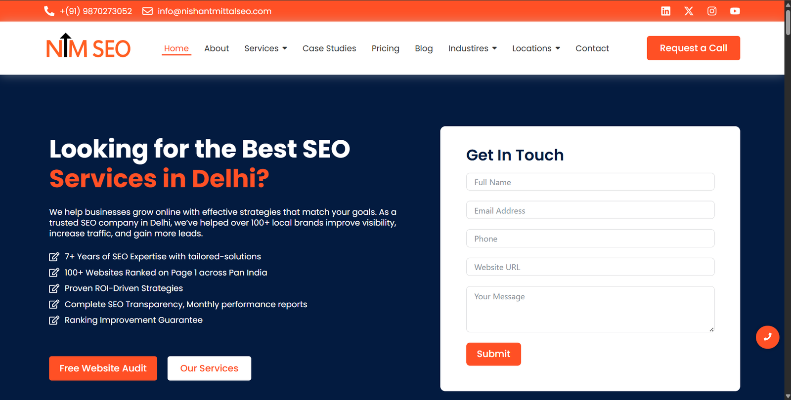 Nishant Mittal SEO personal brand website screenshot, web design by Shivam Kumar