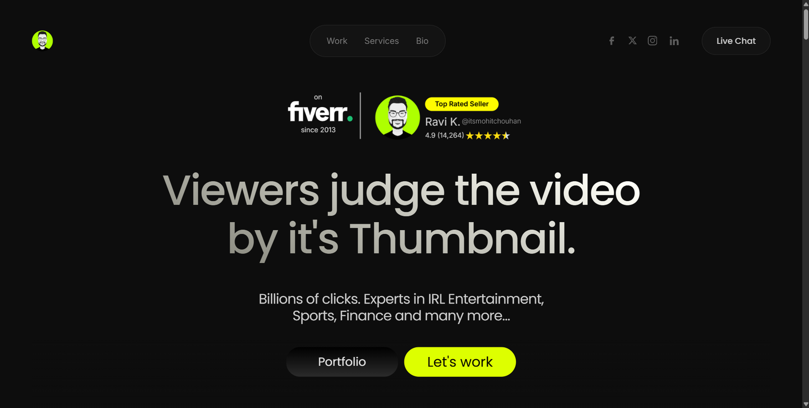 Ravi Franklin personal brand website screenshot, web design by Shivam Kumar