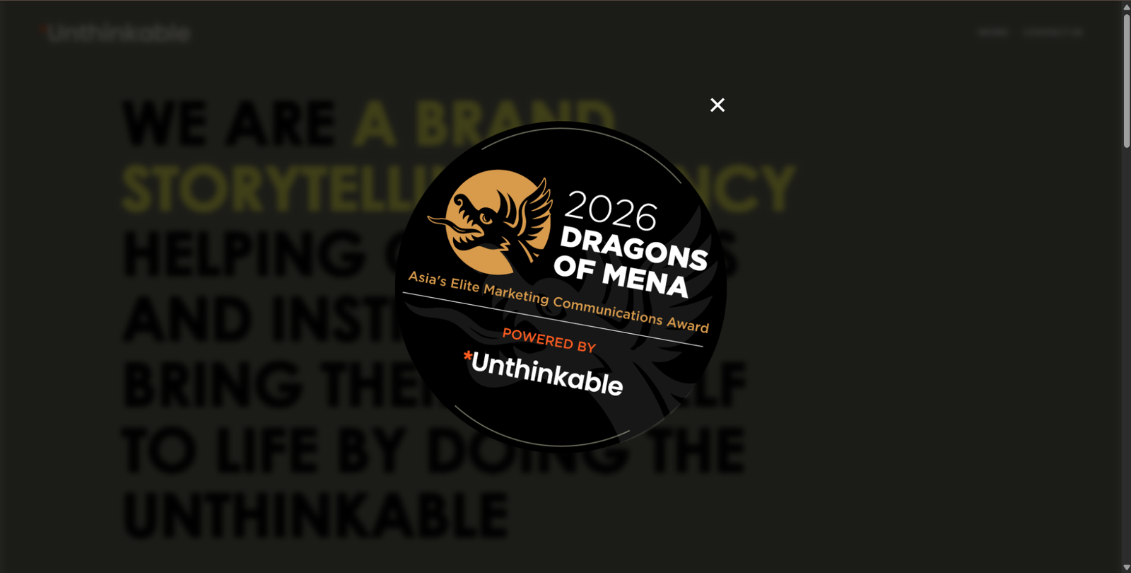 Unthinkable Creative agency website screenshot, web design by Shivam Kumar